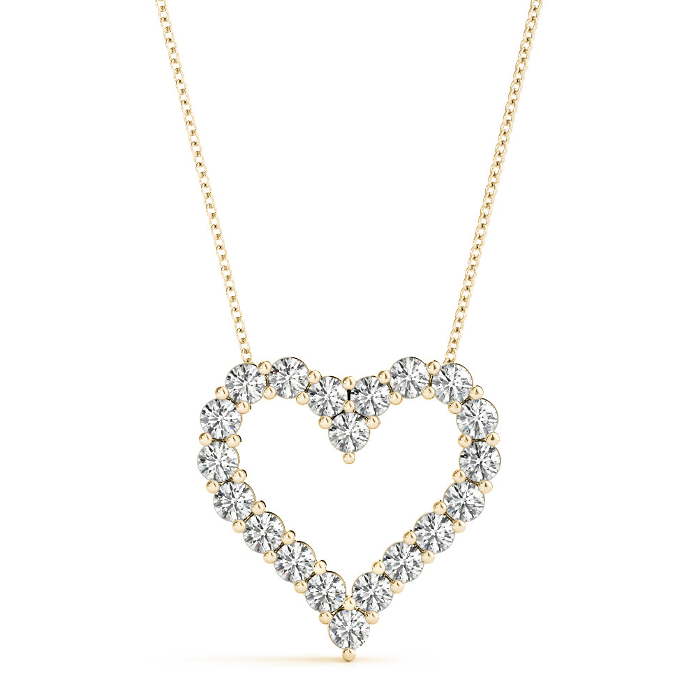 Shuly Lab Grown Diamond Yellow Gold Shared Prong Heart Necklace