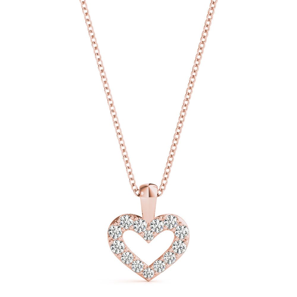 Blessy Lab Grown Diamond Rose Gold 4 Prong Heart Necklace