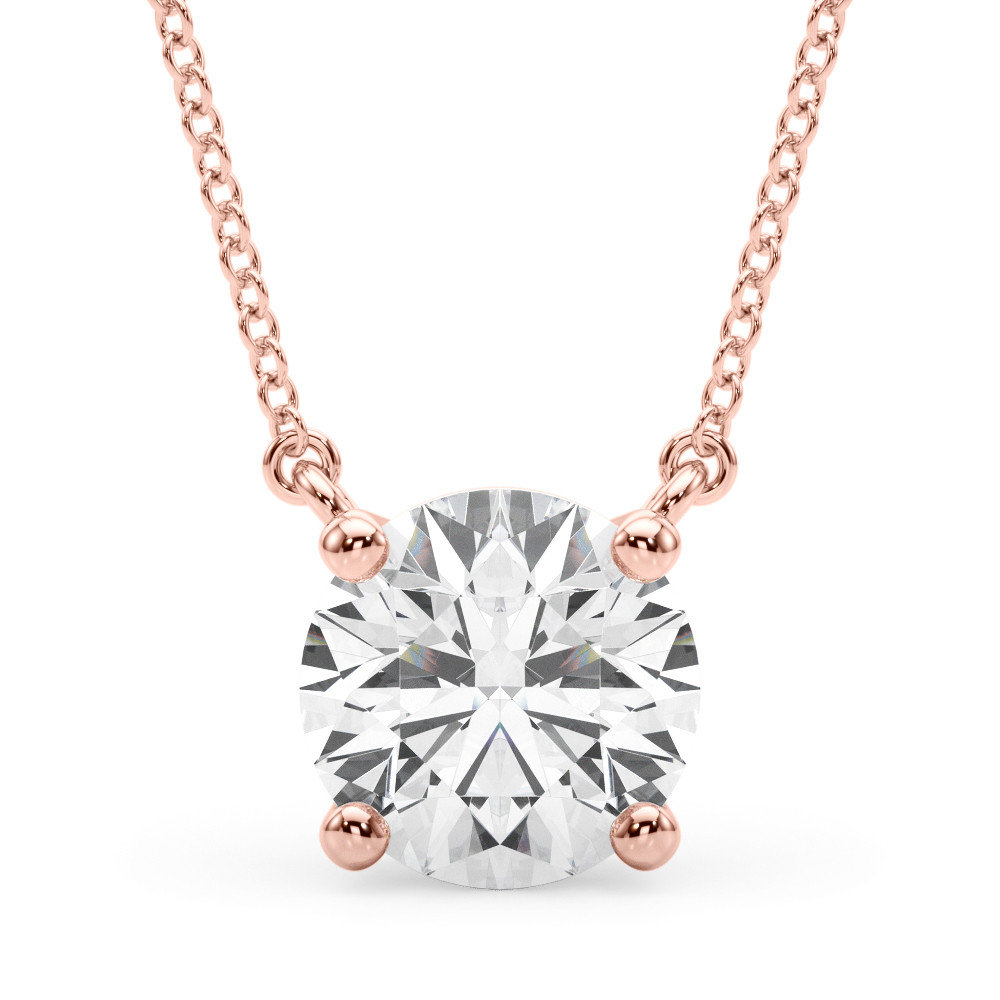 Roheis Natural Diamond Rose Gold 4 Prong  Necklace
