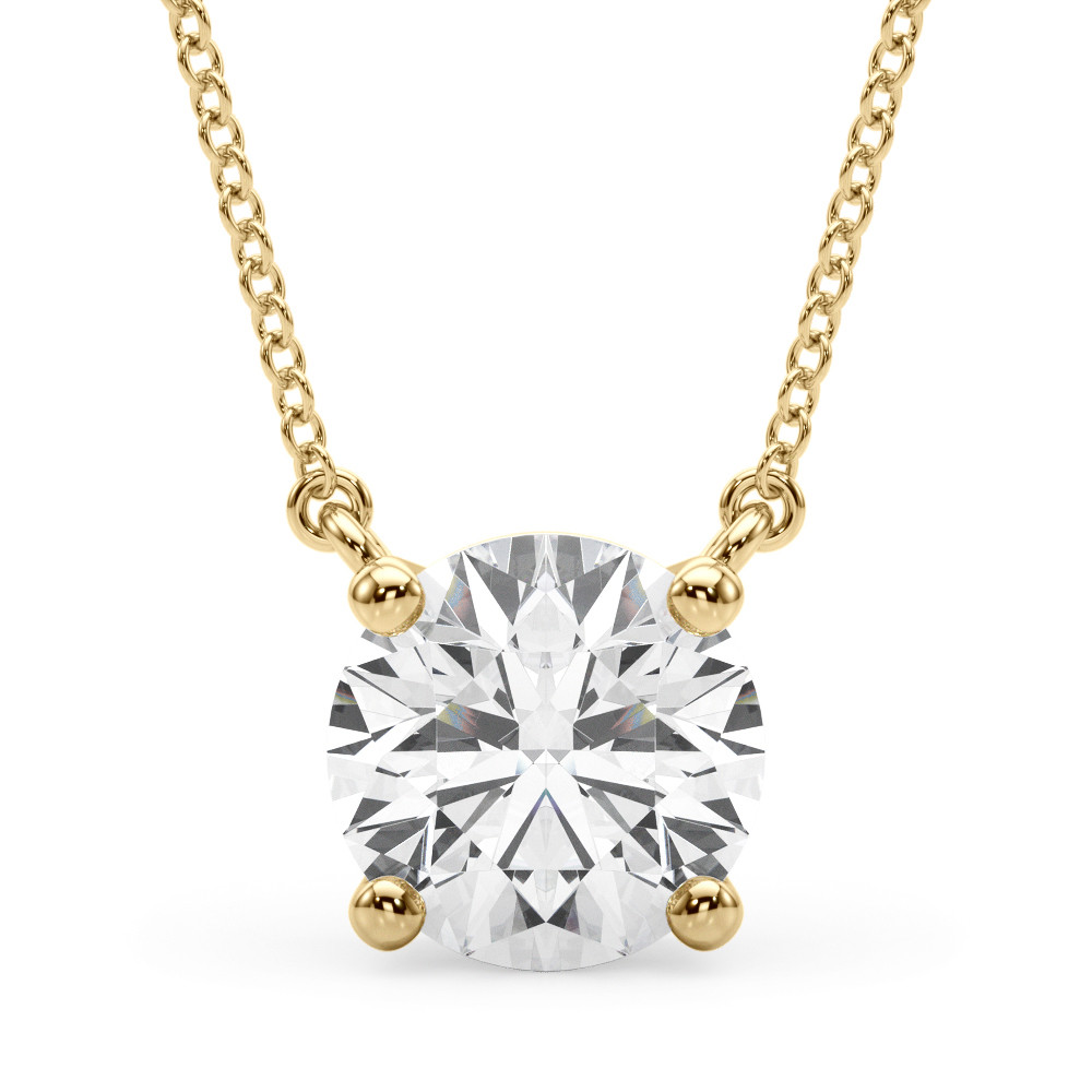 Roheis Natural Diamond Yellow Gold 4 Prong  Necklace