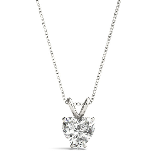 Bella Natural Diamond Silver 4 Prong Solitaire Pendant Necklace
