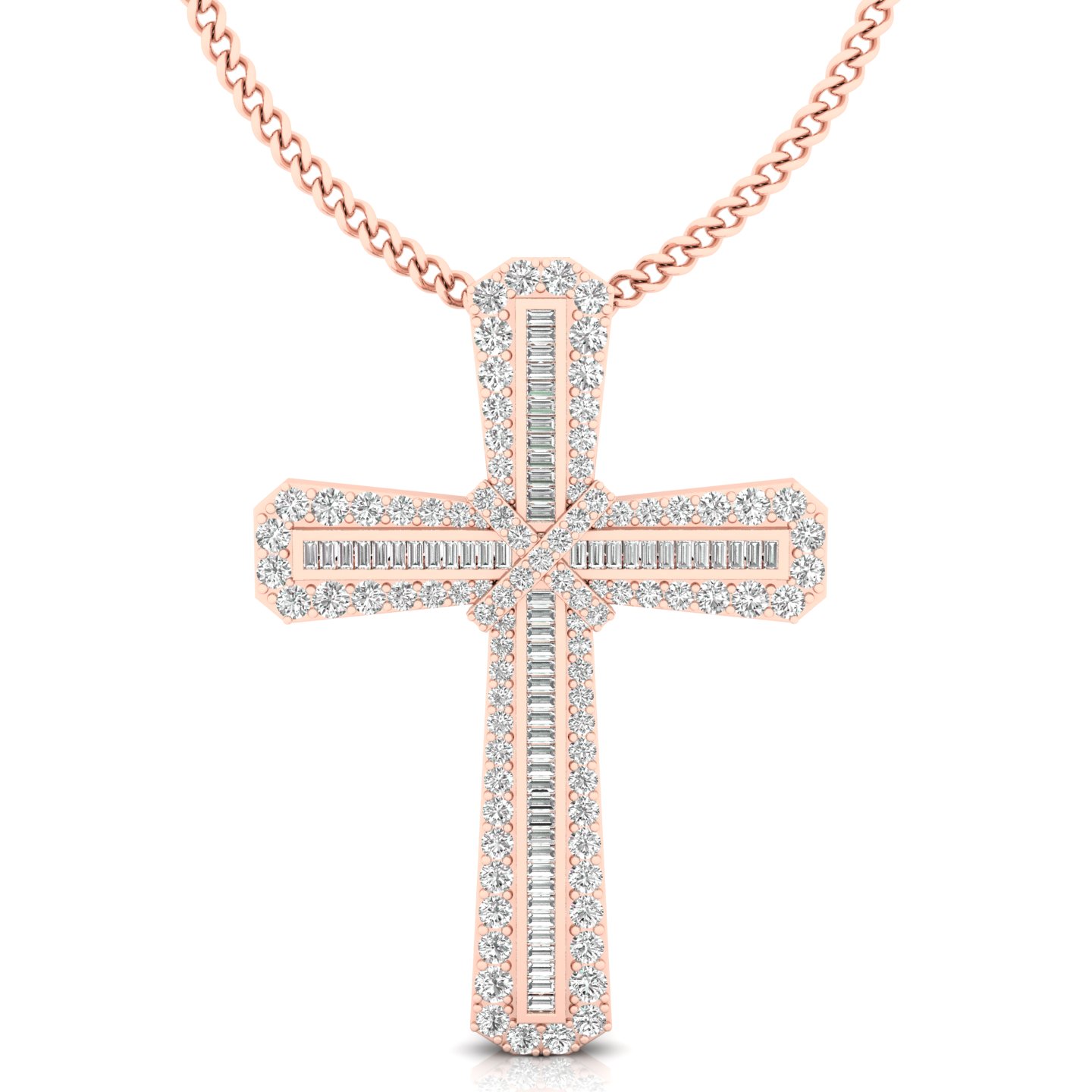 Lydia Lab Grown Diamond Rose Gold Cross Pendant Necklace
