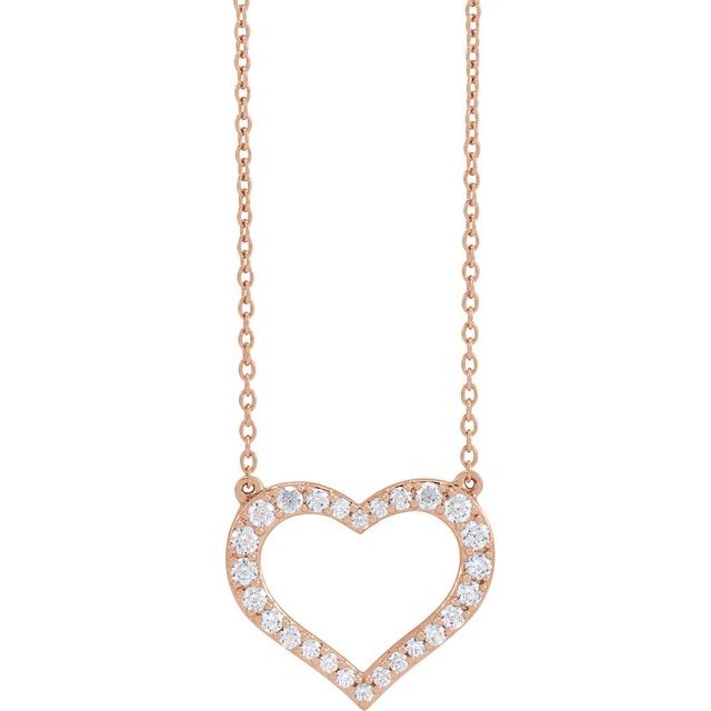 Prascovia Natural Diamond Rose Gold Pave Set Heart Necklace