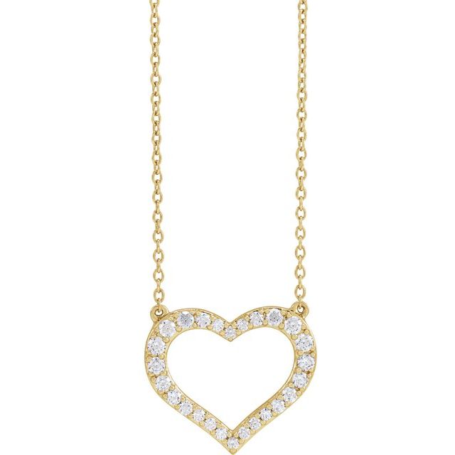 Prascovia Natural Diamond Yellow Gold Pave Set Heart Necklace