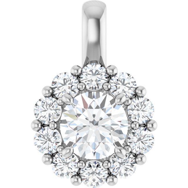 Jonitta Lab Grown Diamond 4 Prong Halo Pendant Necklace