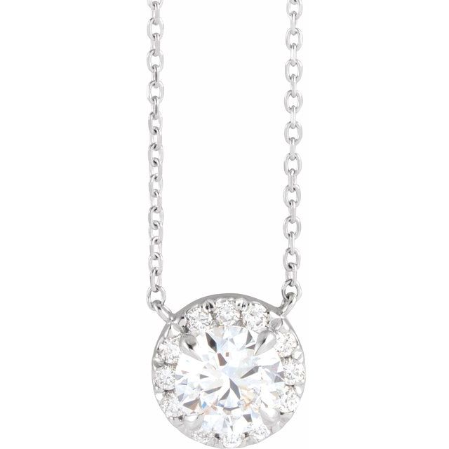 Jebita Natural Diamond 4 Prong Halo Pendant Necklace