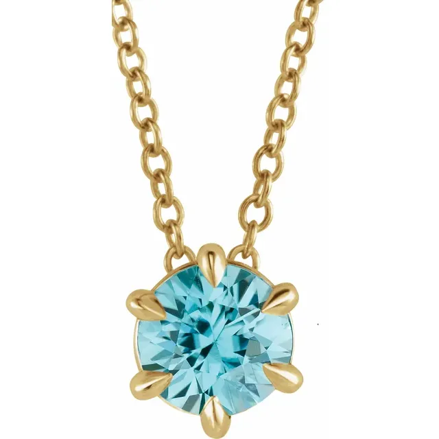 Rowana Aquamarine Yellow Gold 6 Prong 