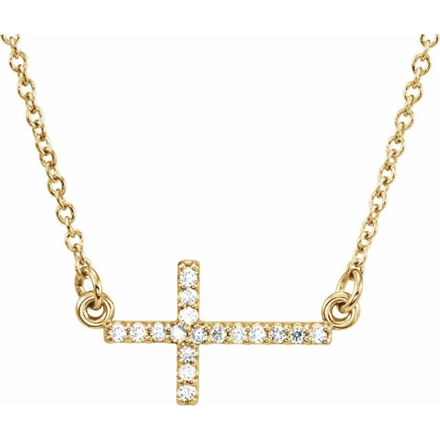 Jenithra Lab Grown Diamond Yellow Gold 4 Prong Cross Pendant Necklace