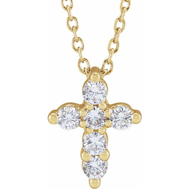 Felixa Lab Grown Diamond Yellow Gold Prong Set Cross Pendant Necklace