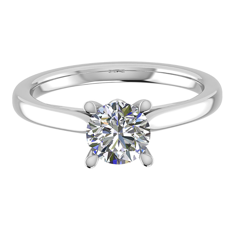 Caila Natural Yellow Gold 4 Prong  Diamond Ring