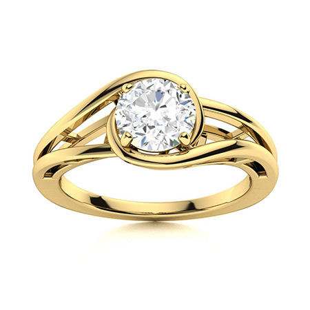 Caraline Lab Grown Yellow Gold 4 Prong Solitaire Diamond Ring