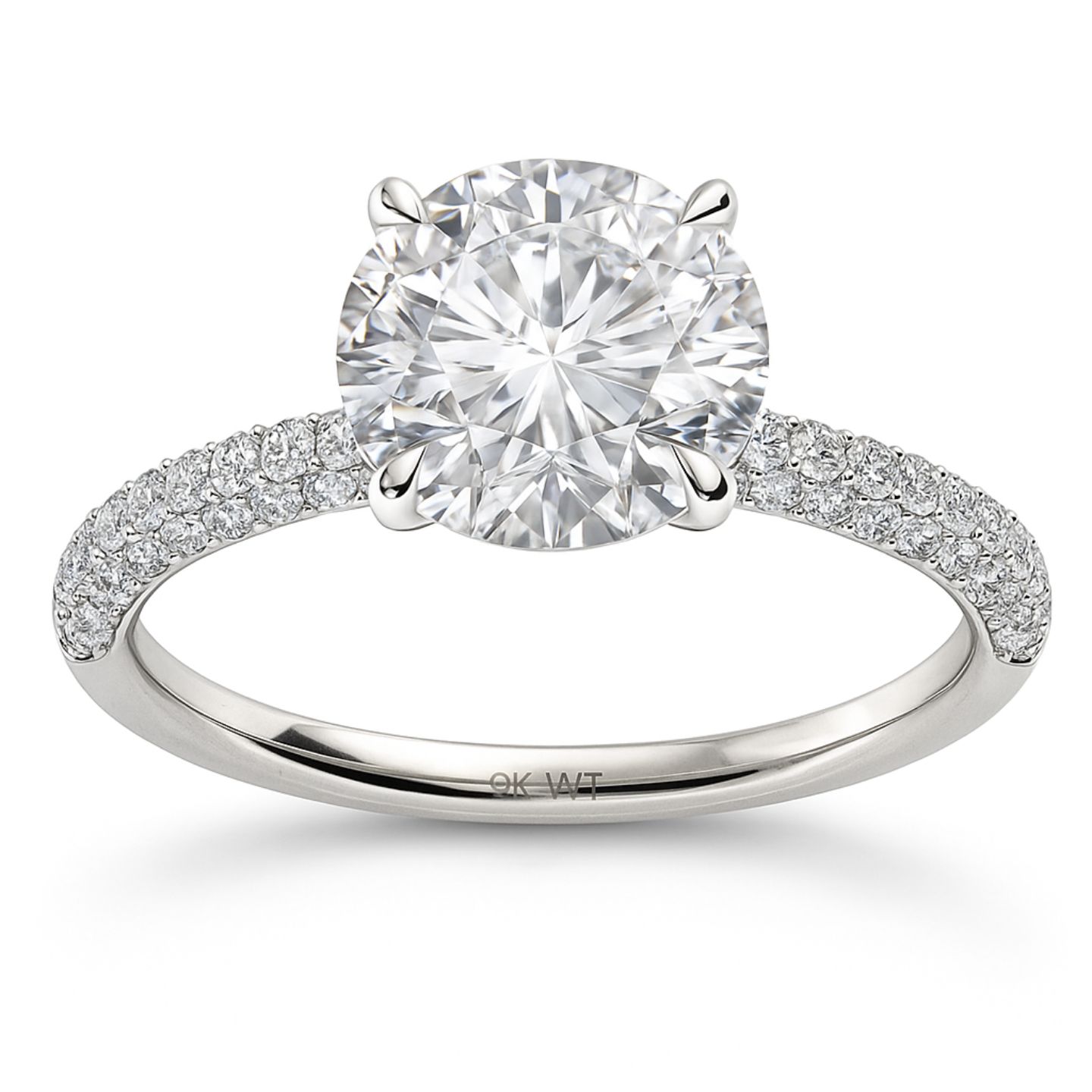  Cleva Lab Grown Diamond 4 Prong Side Stone Engagement Ring