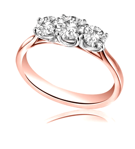 Demetrice Lab Grown Rose Gold 4 Prong Trilogy Engagement Diamond Ring
