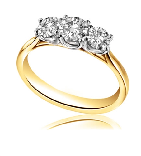 Demetrice Lab Grown Yellow Gold 4 Prong Trilogy Engagement Diamond Ring