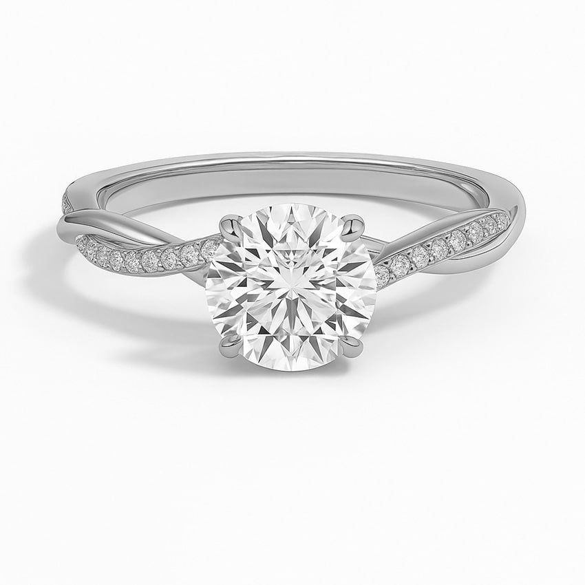  Cher Lab Grown Diamond 4 Prong Side Stone Engagement Ring