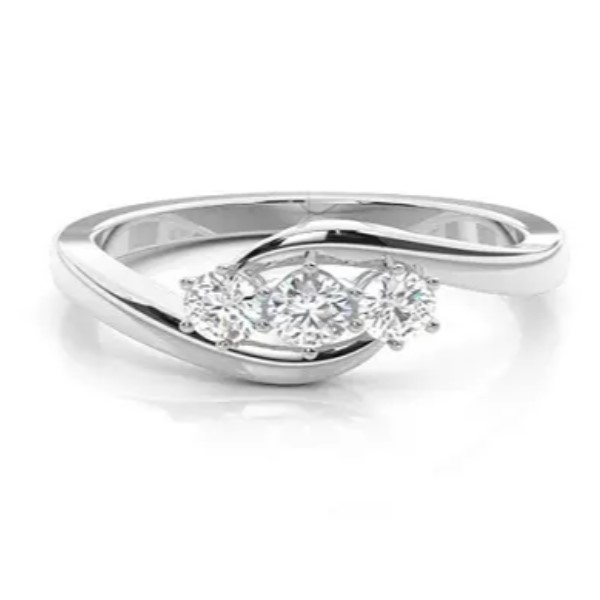 Deanndra Lab Grown Yellow Gold 6 Prong Trilogy Engagement Diamond Ring