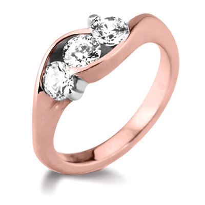 Dustee Lab Grown Rose Gold Tension 3 Stone Diamond Ring