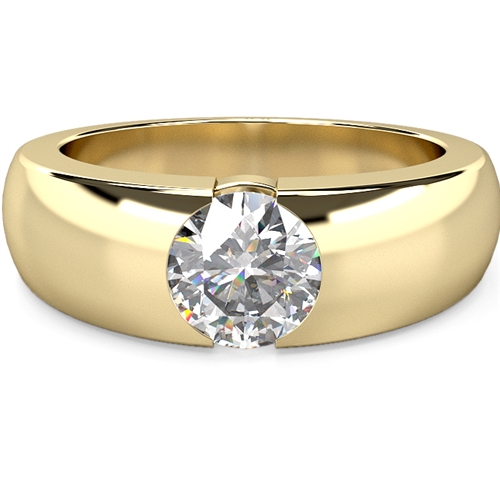 Dreda Lab Grown Yellow Gold Bezel Promise Diamond Ring
