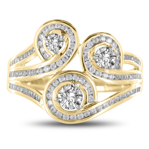 Lydia Natural Yellow Gold Prong Statement Diamond Ring