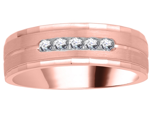 Ella Lab Grown Rose Gold 4 Prong Mens Diamond Ring