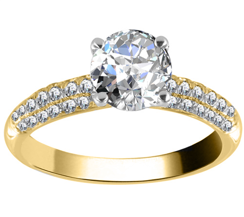 Elpida Lab Grown Yellow Gold Prong Statement Diamond Ring