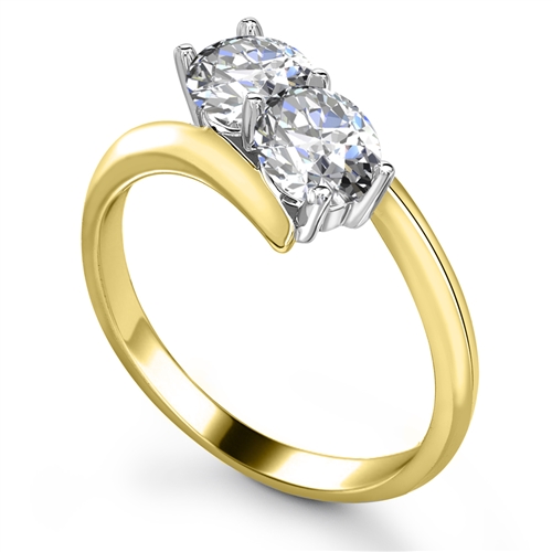 Myanna Lab Grown Yellow Gold 4 Prong Two Stone Diamond Ring