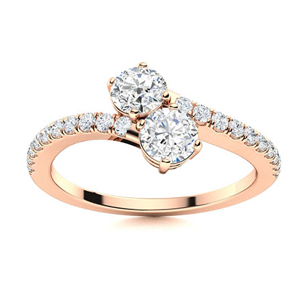 Maylynn Lab Grown Rose Gold 4 Prong Two Stone Diamond Ring