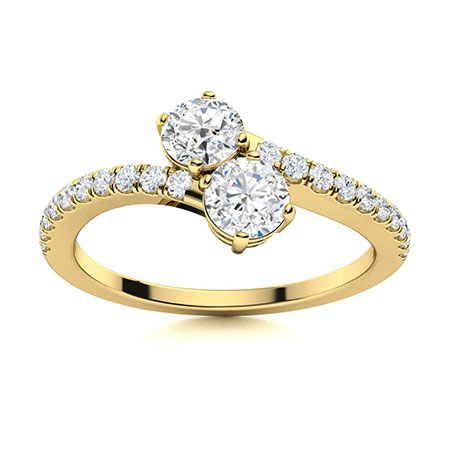 Maylynn Lab Grown Yellow Gold 4 Prong Two Stone Diamond Ring