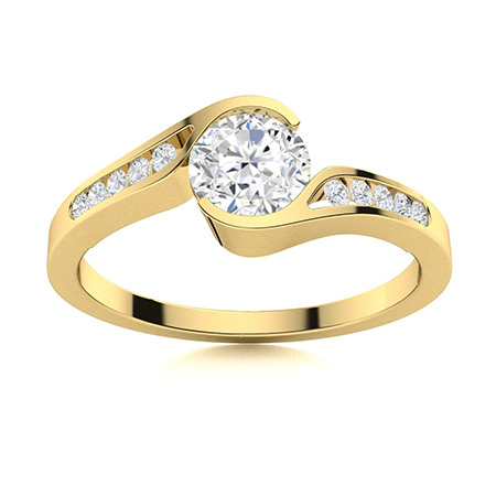 Dulcibella Lab Grown Yellow Gold Tension Promise Diamond Ring