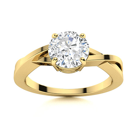 Drueta Lab Grown Yellow Gold 4 Prong Promise Diamond Ring
