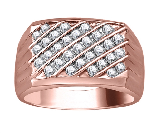 Elena Lab Grown Rose Gold Channel Set Mens Diamond Ring