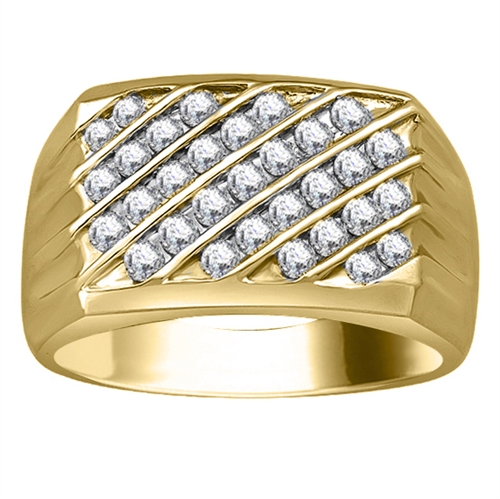Elena Lab Grown Yellow Gold Channel Set Mens Diamond Ring