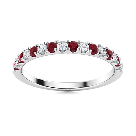 Eoduin Natural Ruby Prong Half Eternity Diamond Ring