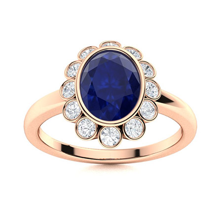 Nailani Blue Sapphire Rose Gold Bezel 