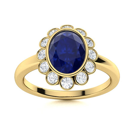Nailani Blue Sapphire Yellow Gold Bezel 