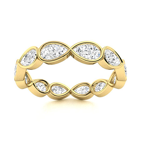 Ediua Lab Grown Yellow Gold Bezel  Diamond Ring