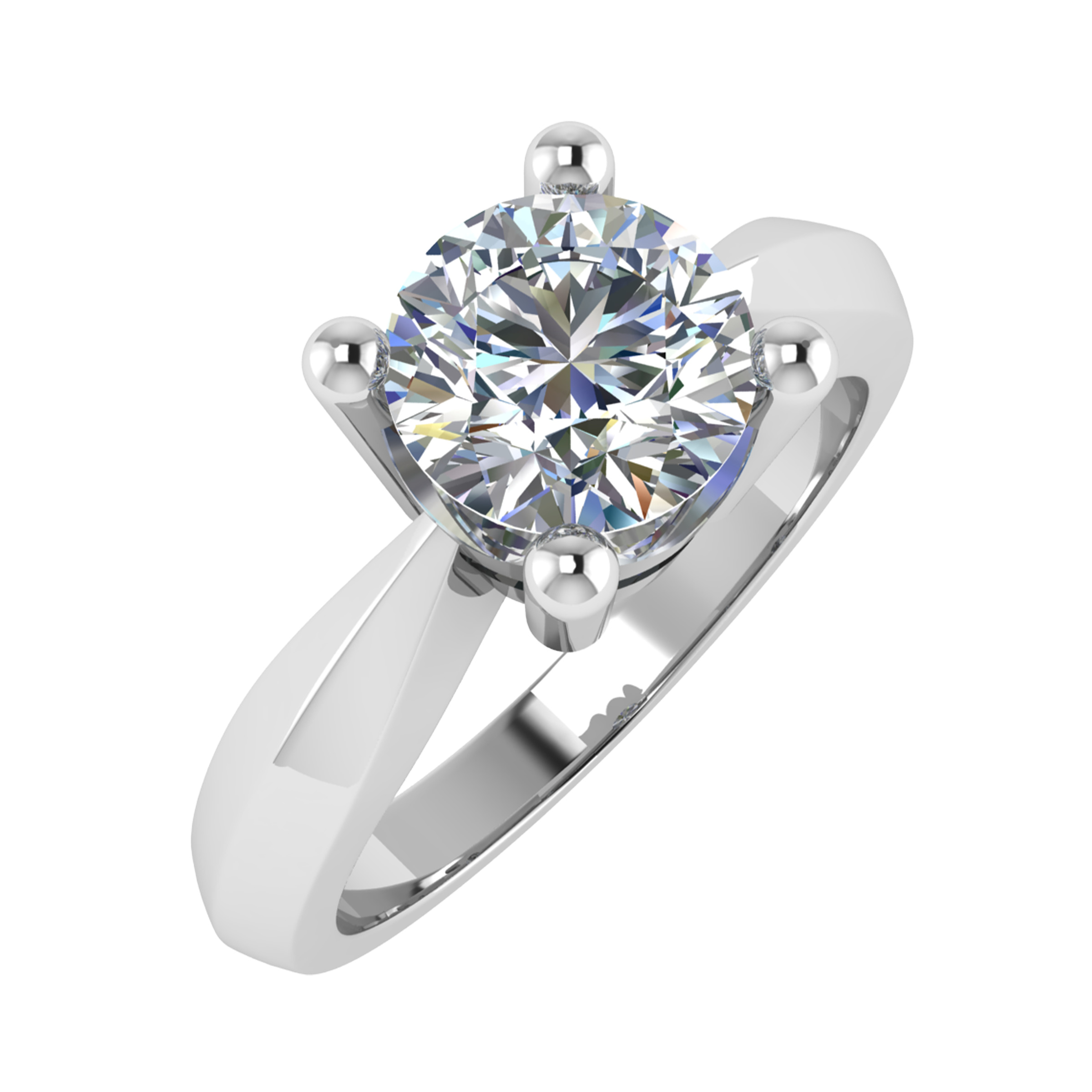  Ceana Lab Grown Yellow Gold 4 Prong Solitaire Diamond Ring