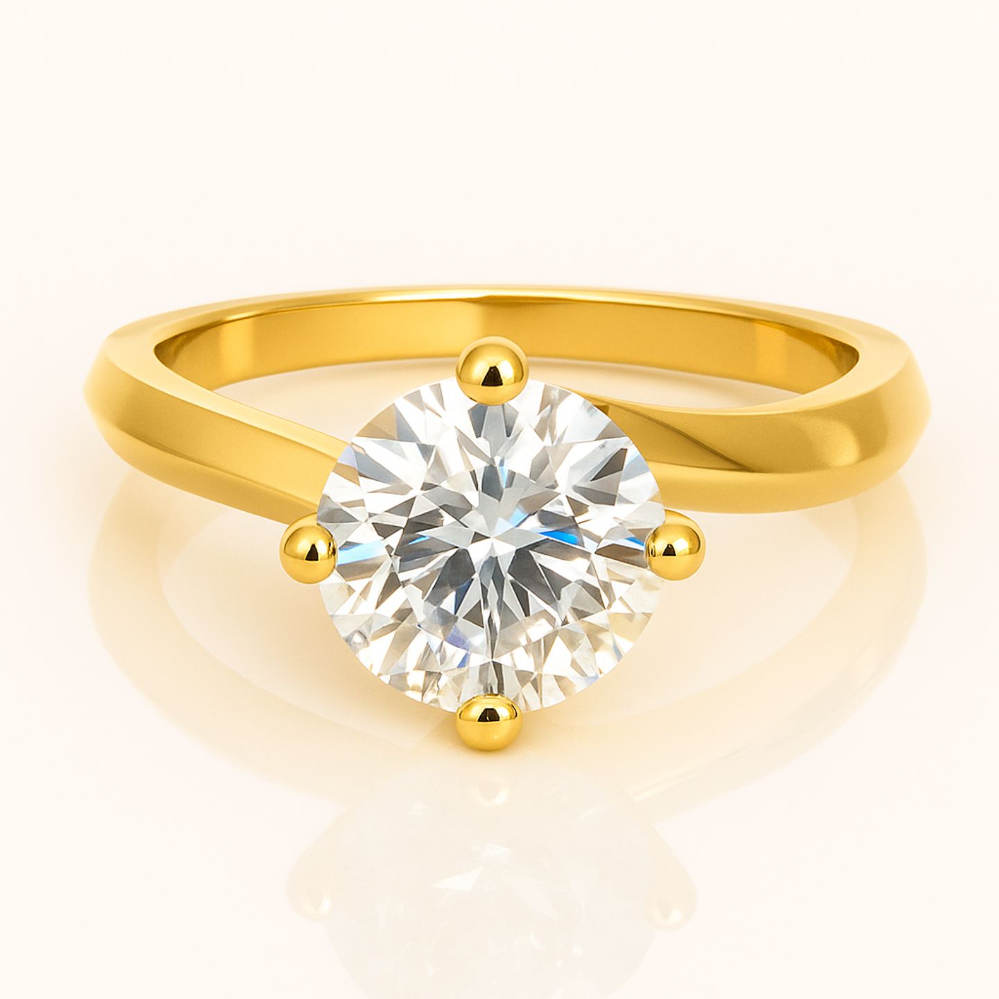 Candyce Lab Grown Yellow Gold 4 Prong Solitaire Diamond Ring