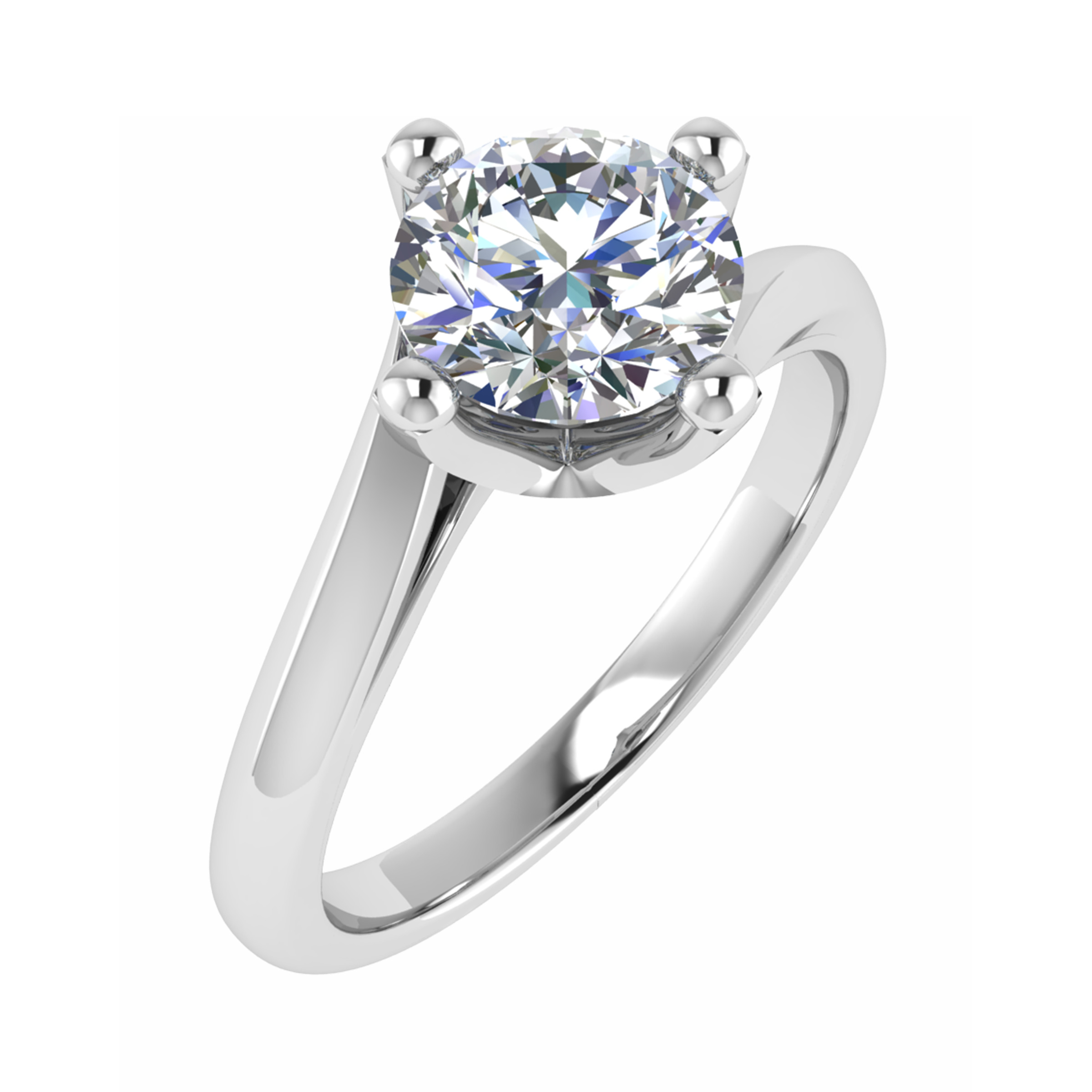 Crysta Lab Grown Yellow Gold 4 Prong Solitaire Diamond Ring