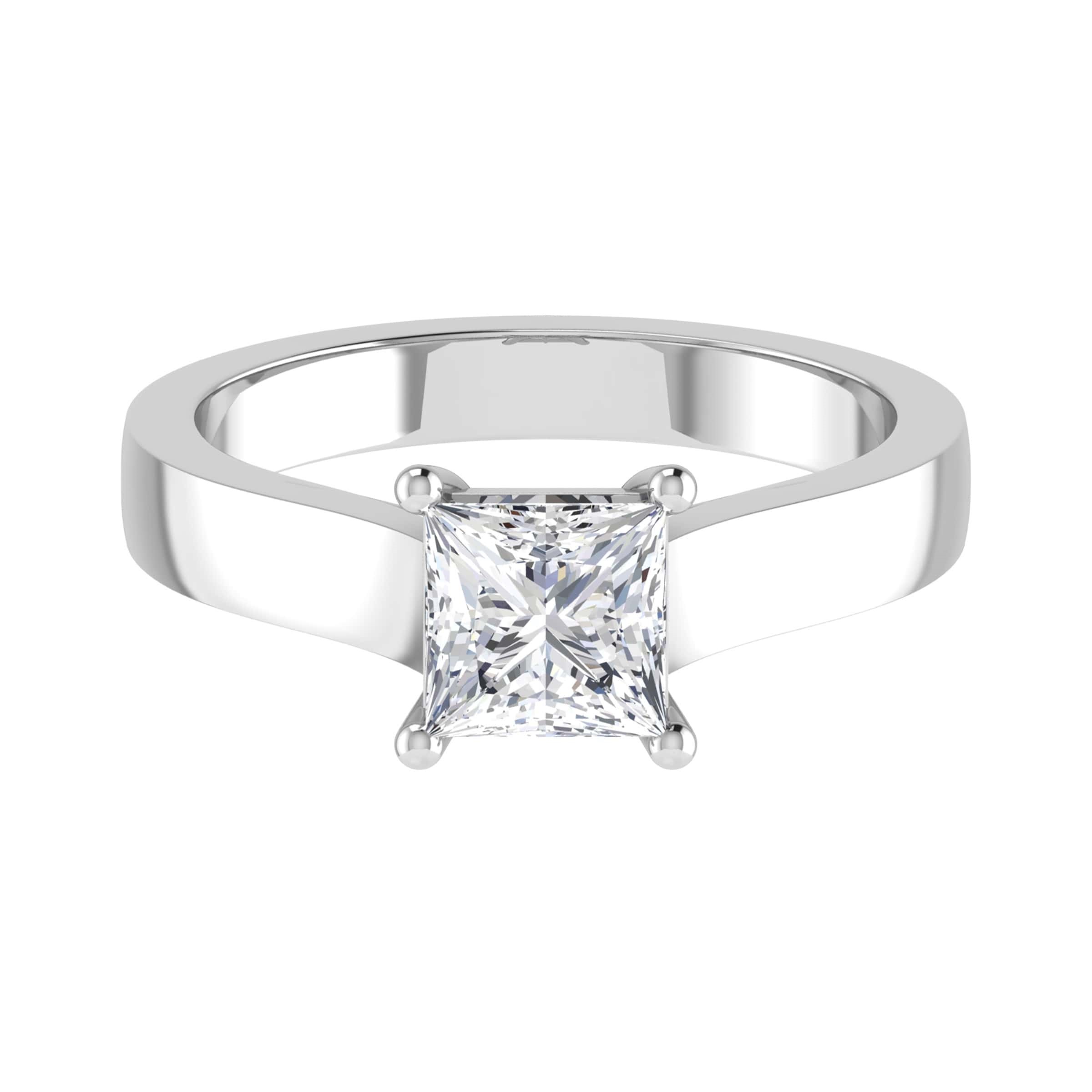 Bellina Lab Grown Diamond Silver 4 Prong Classic Solitaire Engagement Ring