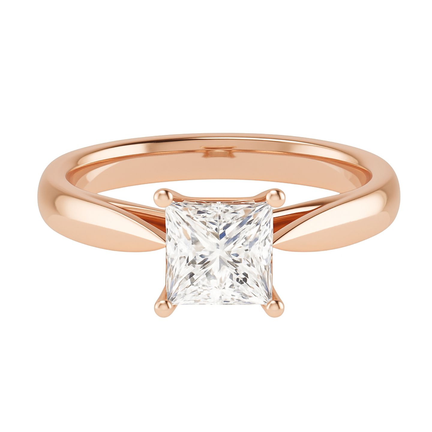 Candis Lab Grown Diamond Rose Gold 4 Prong Classic Solitaire Engagement Ring