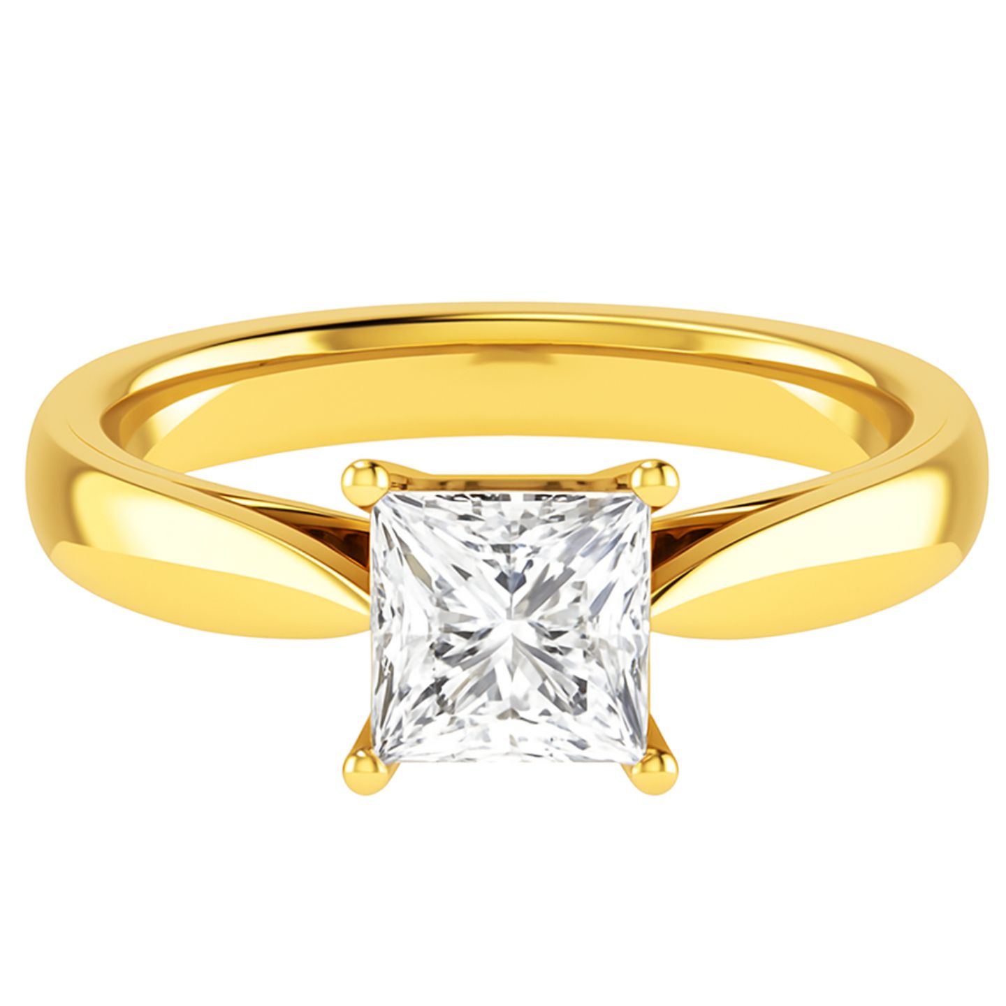 Candis Lab Grown Diamond Yellow Gold 4 Prong Classic Solitaire Engagement Ring