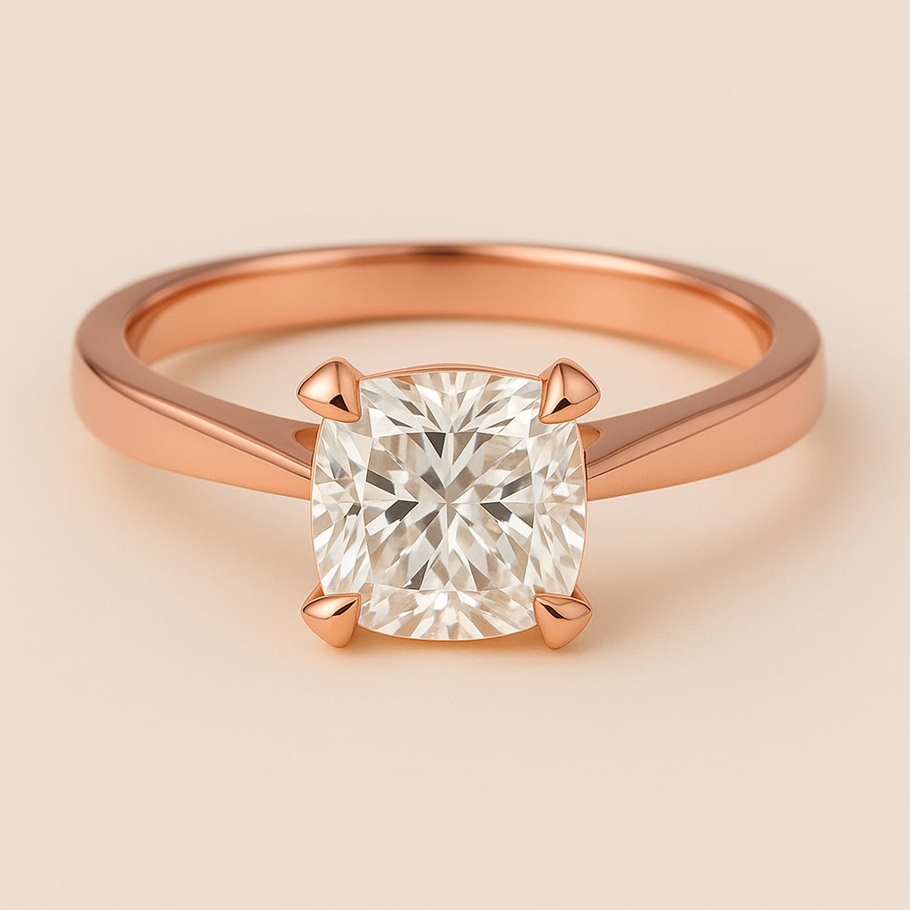  Bellanie Lab Grown Diamond Rose Gold 4 Prong Classic Solitaire Engagement Ring