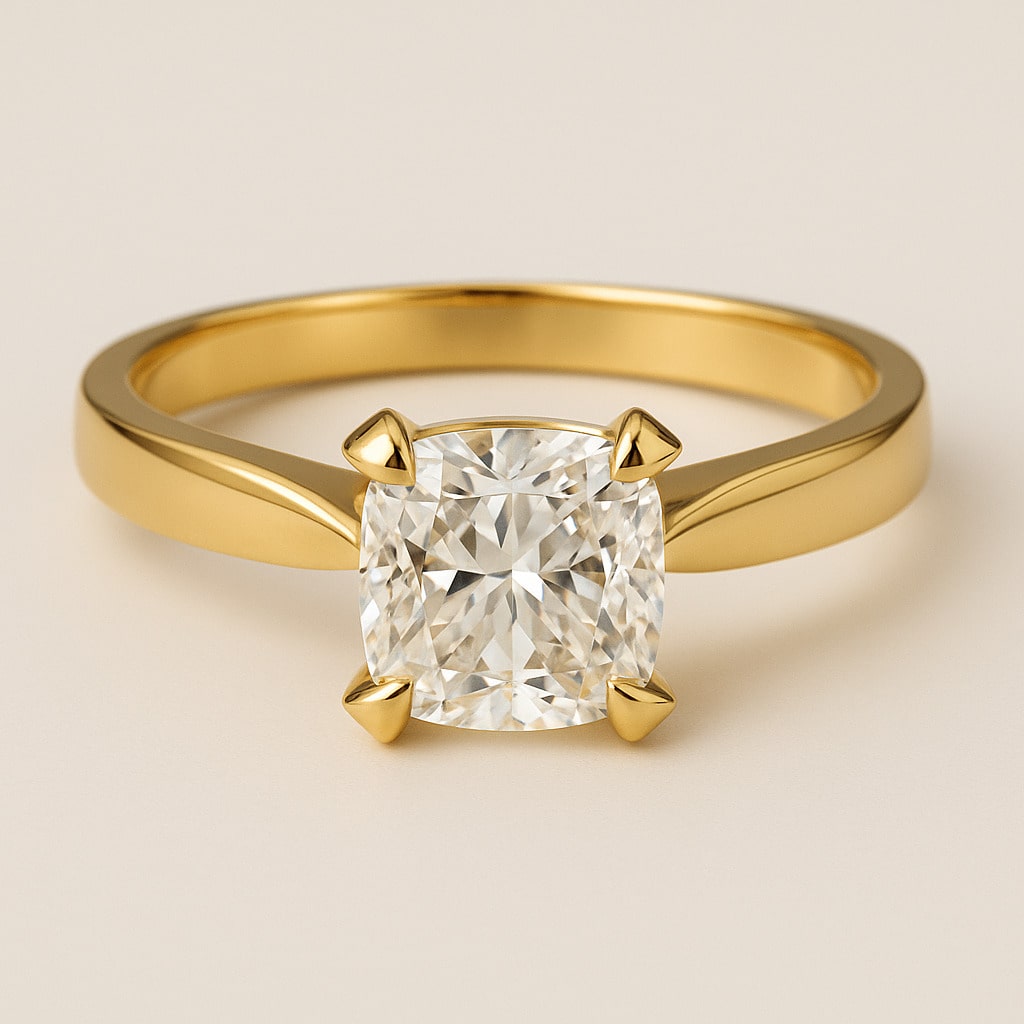  Bellanie Lab Grown Diamond Yellow Gold 4 Prong Classic Solitaire Engagement Ring