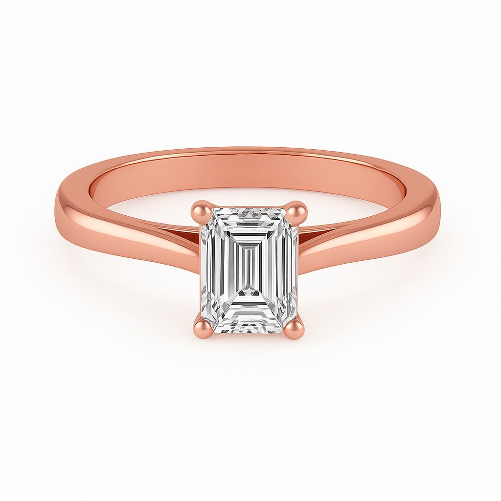 Breigh Natural Diamond Rose Gold 4 Prong Classic Solitaire Engagement Ring
