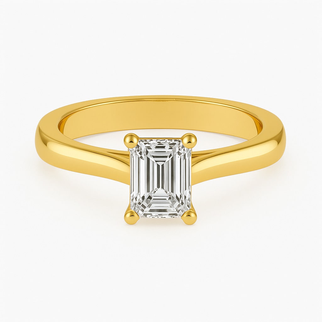 Breigh Natural Diamond Yellow Gold 4 Prong Classic Solitaire Engagement Ring