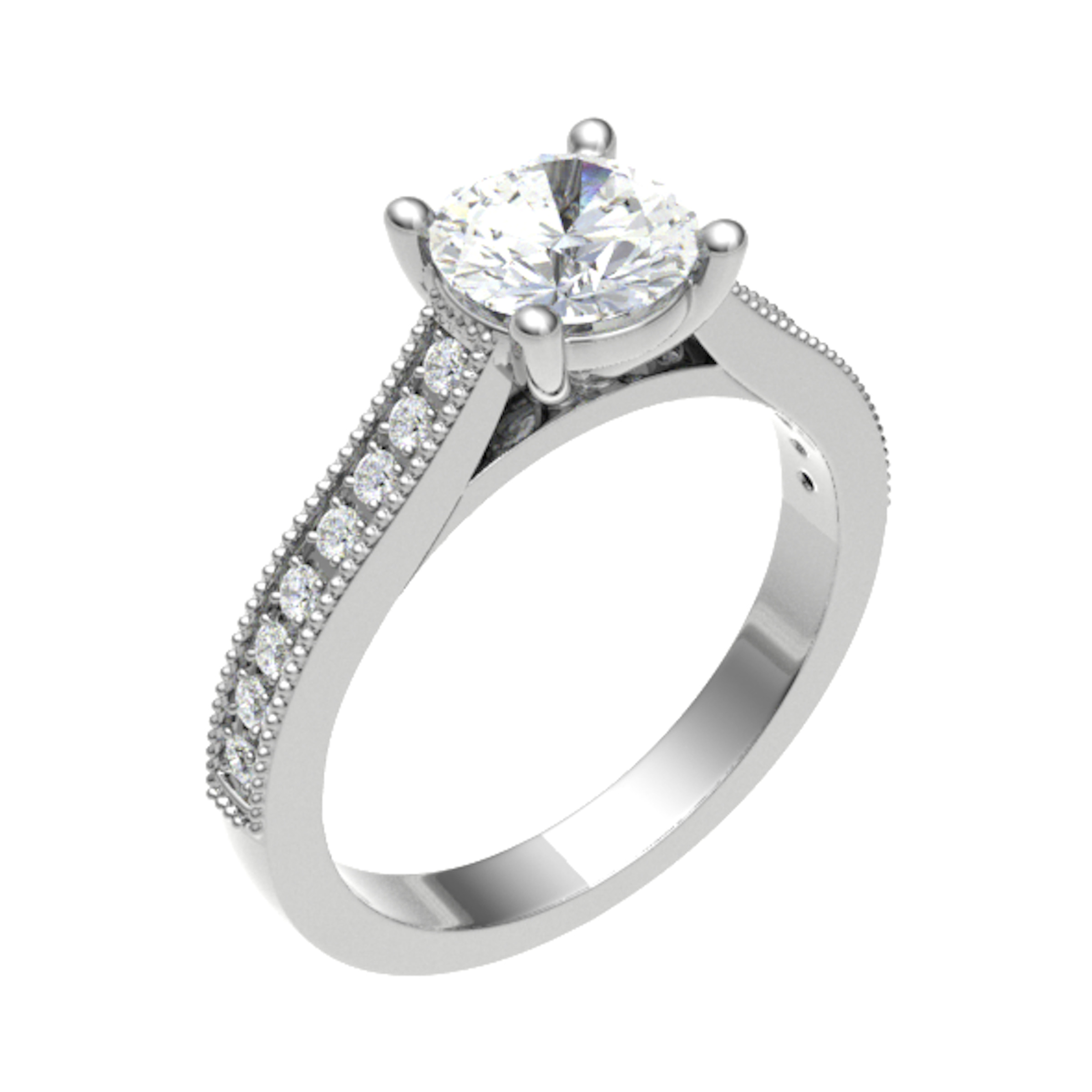 Chestina Lab Grown Diamond Rose Gold 4 Prong Side Stone Engagement Ring