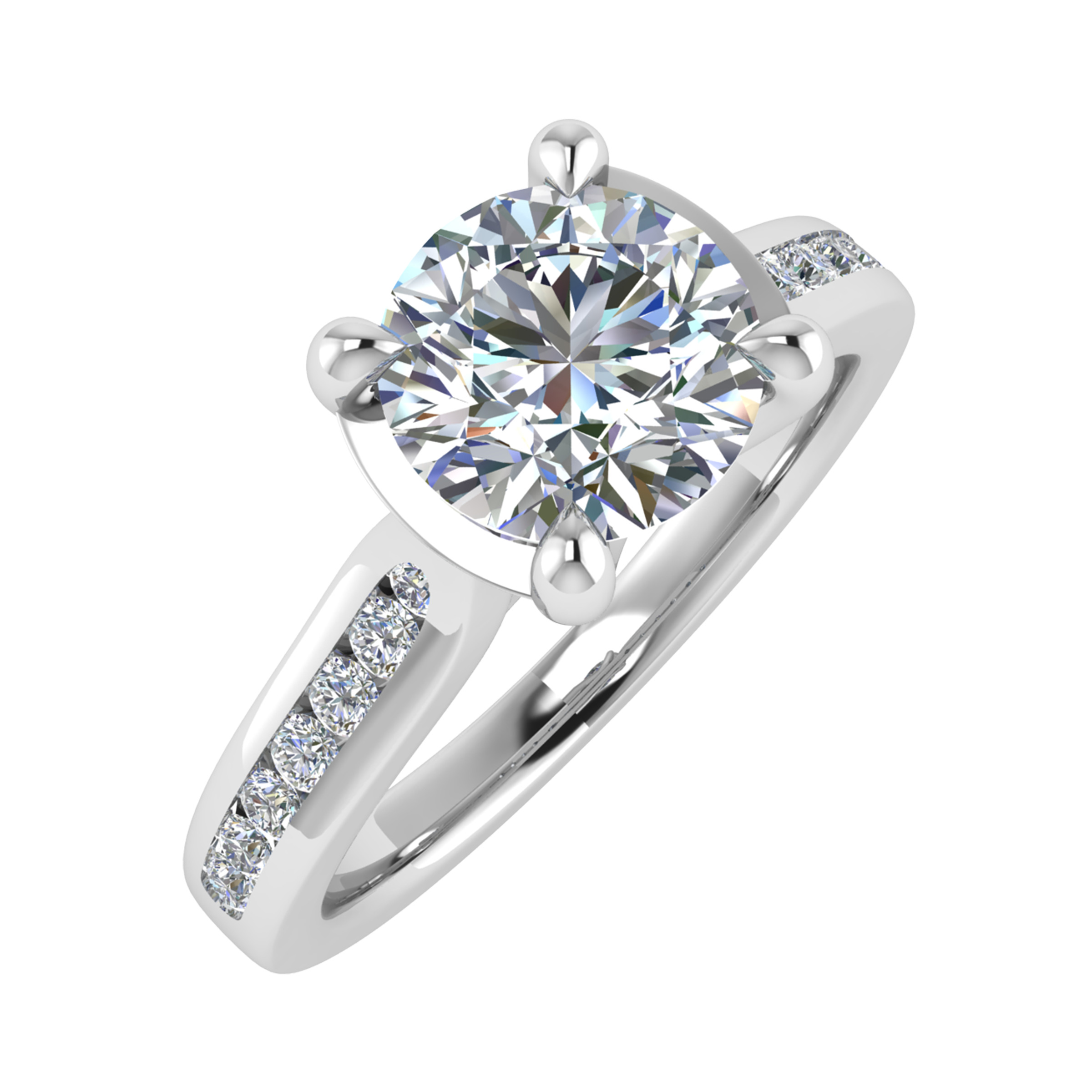  Coralina Lab Grown Diamond 4 Prong Side Stone Engagement Ring