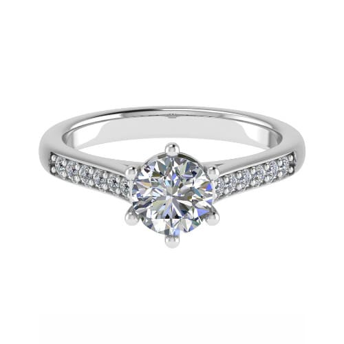  Cheri Lab Grown Diamond 6 Prong Side Stone Engagement Ring