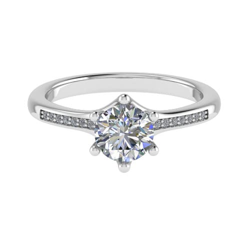  Cleona Lab Grown Diamond 6 Prong Side Stone Engagement Ring